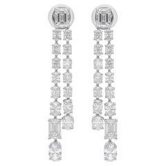 4.63 Carats SI/H Oval Emerald Cut Diamond Earrings 18 Karat White Gold Jewelry