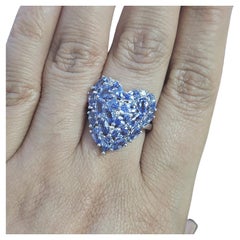 4,63 Karat Tansanit Ring 925 Sterlingsilber Rhodium Platin Verlobungsringe