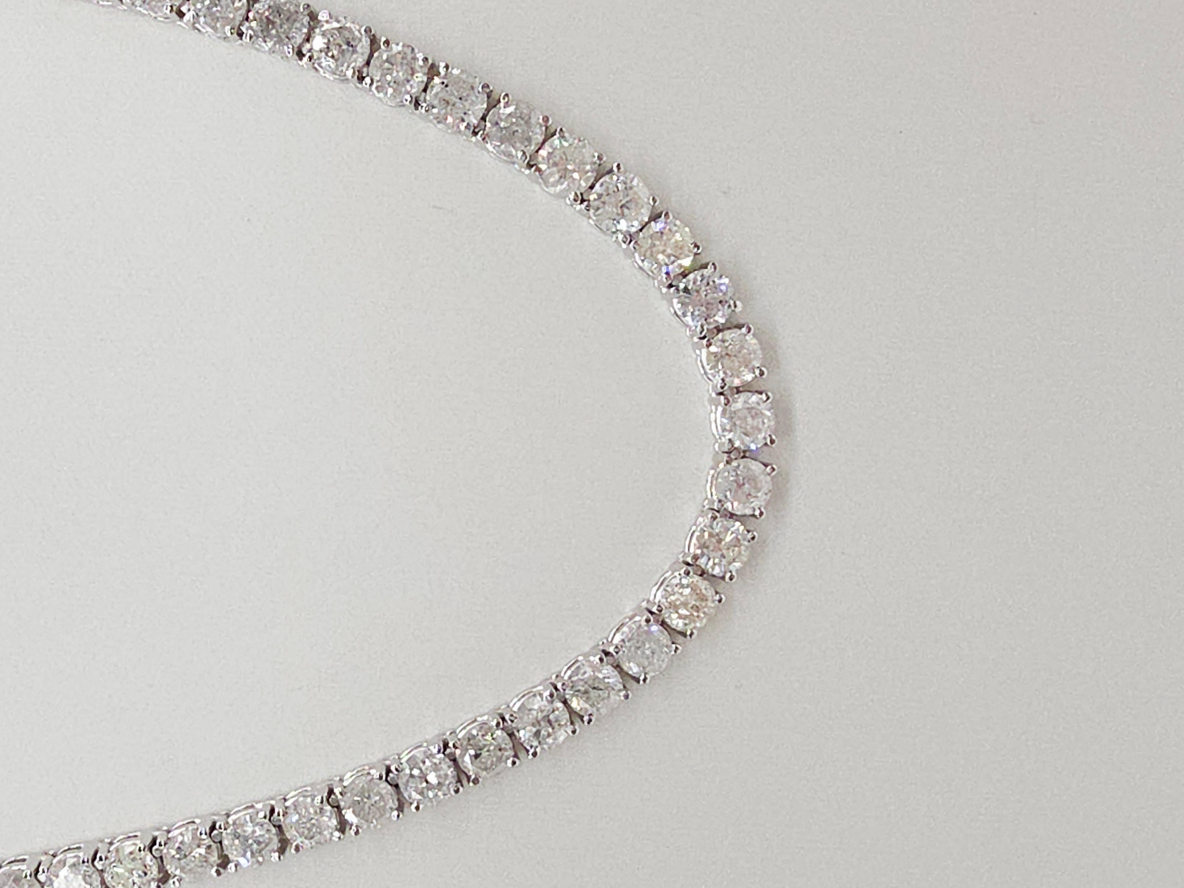 da uomo o donna 46,30 carati di diamanti naturali rotondi Collana Tennis in oro bianco 14 carati 18'' in vendita