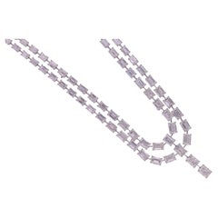 46.30 Carat SI Clarity HI Color Emerald Cut Diamond Necklace 18 Karat White Gold