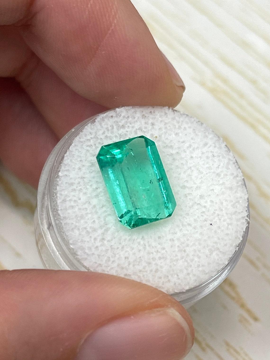 Emerald Cut 4.63ct Colombian Emerald 11.8x8.6mm Spring Green Classic Cut, May Birthstone For Sale