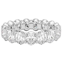 4.63ct Natural 18 Oval Diamond Eternity Band Ring 18K White Gold VS2 Clarity