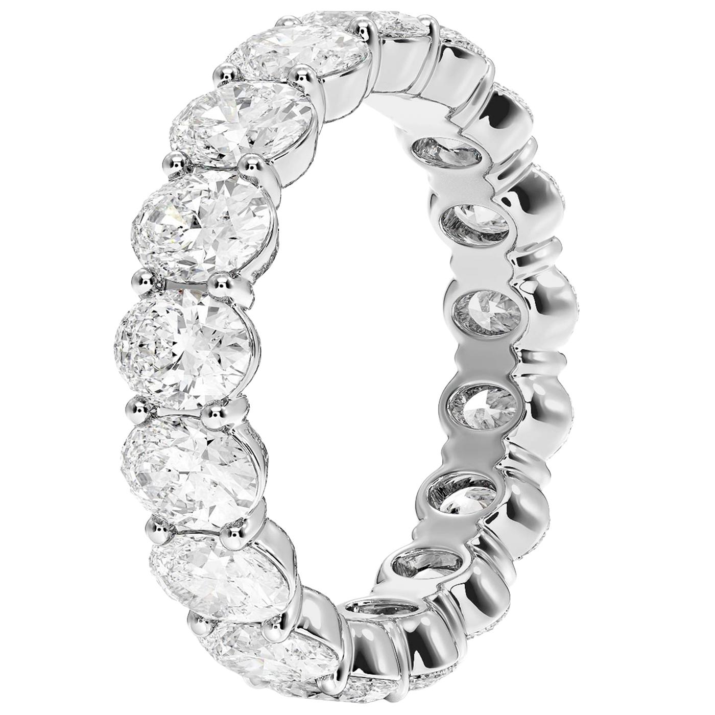 4,63ct natürlichen 18 Oval Diamant Eternity Band Ring 18K Weißgold VS2 Klarheit (Modernistisch) im Angebot