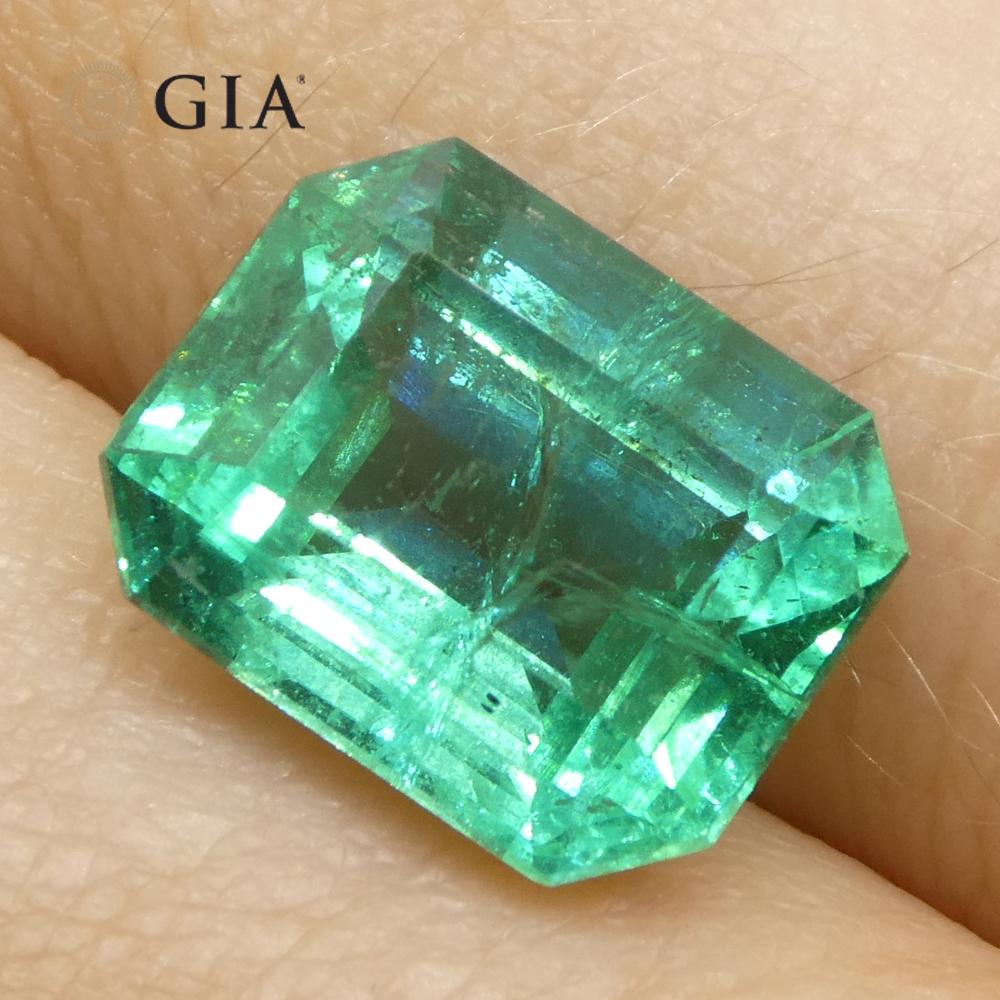 4,63ct Achteck-/Smaragdschliff Grüner Smaragd GIA zertifiziert Sambia (F2) im Angebot 8