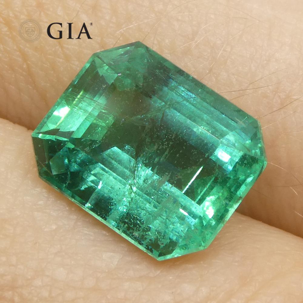 4,63ct Achteck-/Smaragdschliff Grüner Smaragd GIA zertifiziert Sambia (F2) im Angebot 9
