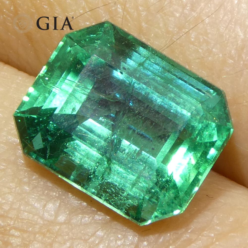 4,63ct Achteck-/Smaragdschliff Grüner Smaragd GIA zertifiziert Sambia (F2) im Angebot 9