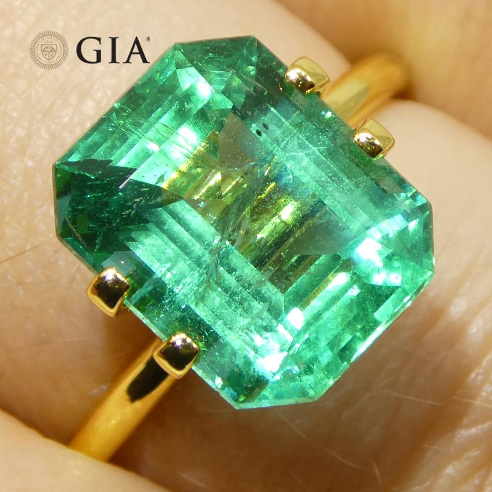 4,63ct Achteck-/Smaragdschliff Grüner Smaragd GIA zertifiziert Sambia (F2) im Angebot 10