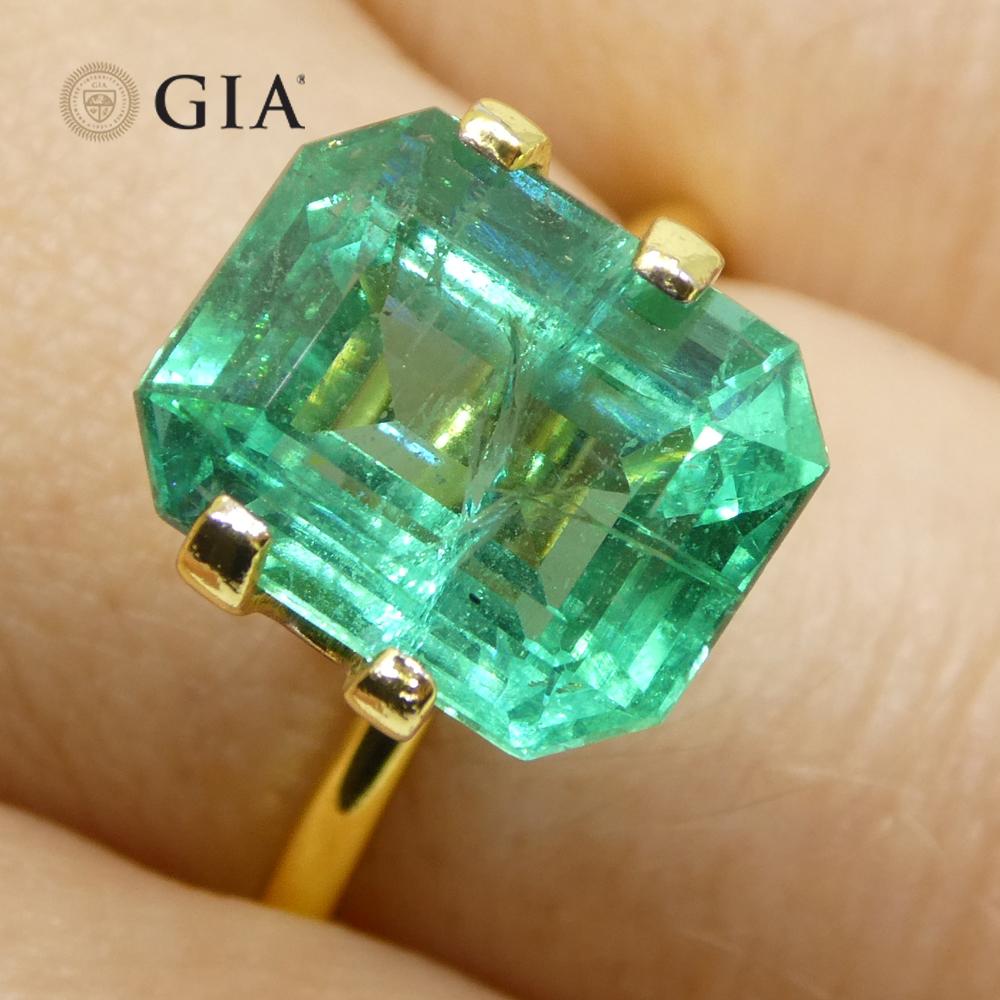 4,63ct Achteck-/Smaragdschliff Grüner Smaragd GIA zertifiziert Sambia (F2) im Zustand „Neu“ im Angebot in Toronto, Ontario