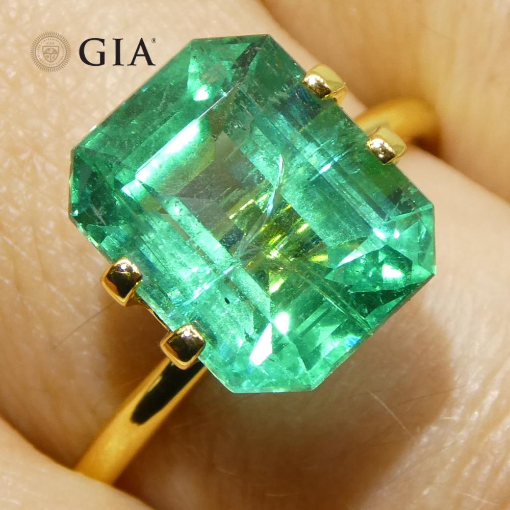 4,63ct Achteck-/Smaragdschliff Grüner Smaragd GIA zertifiziert Sambia (F2) für Damen oder Herren im Angebot