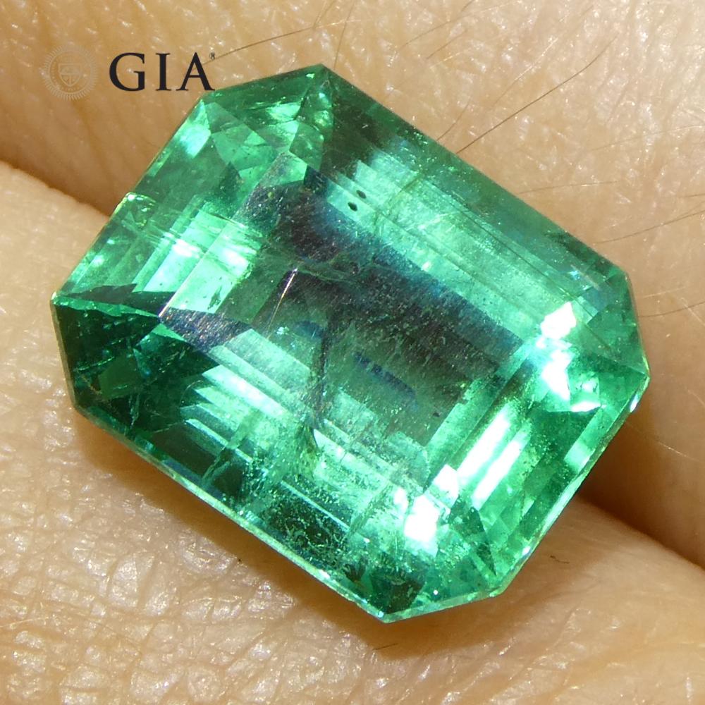 4,63ct Achteck-/Smaragdschliff Grüner Smaragd GIA zertifiziert Sambia (F2) im Angebot 1