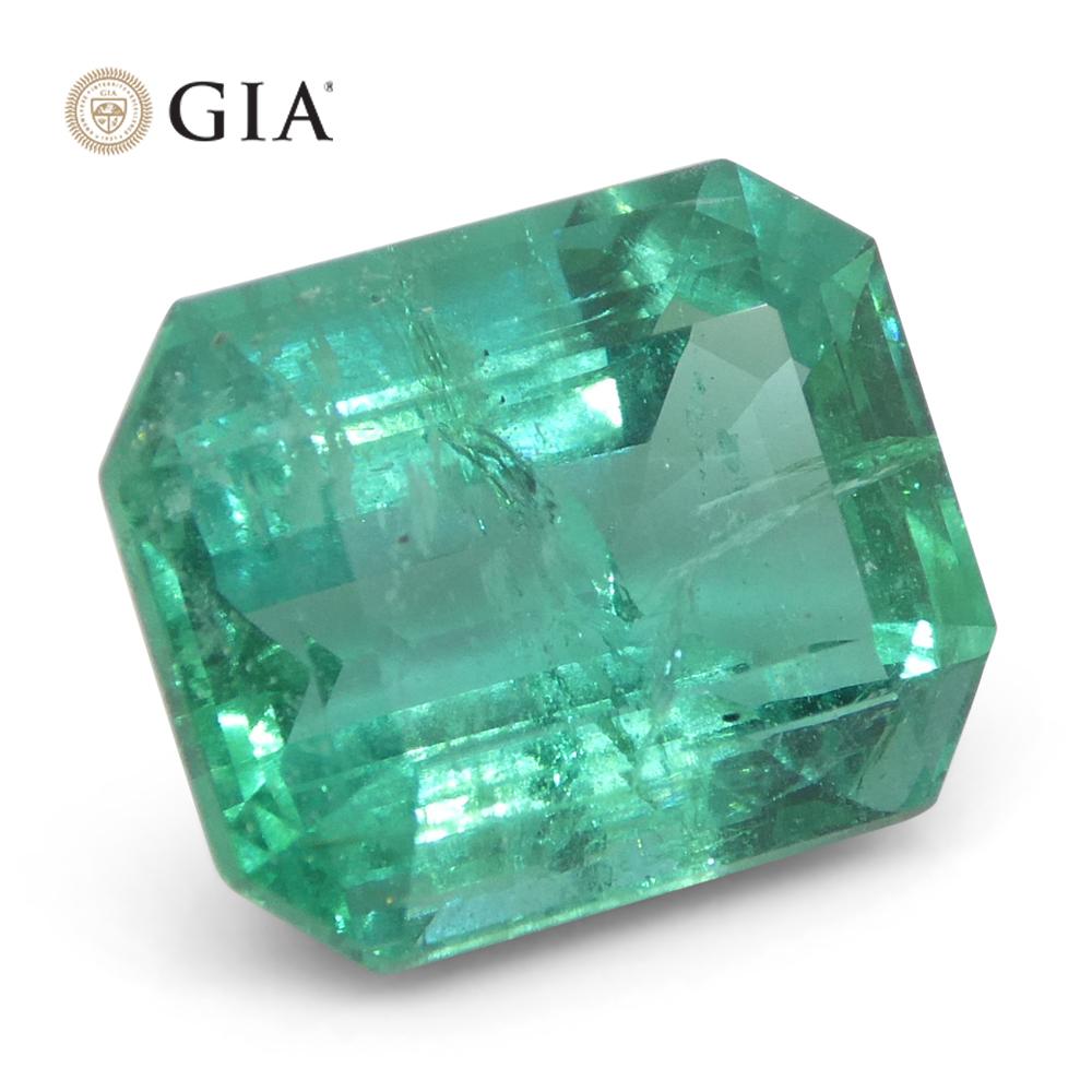 4,63ct Achteck-/Smaragdschliff Grüner Smaragd GIA zertifiziert Sambia (F2) im Angebot 3
