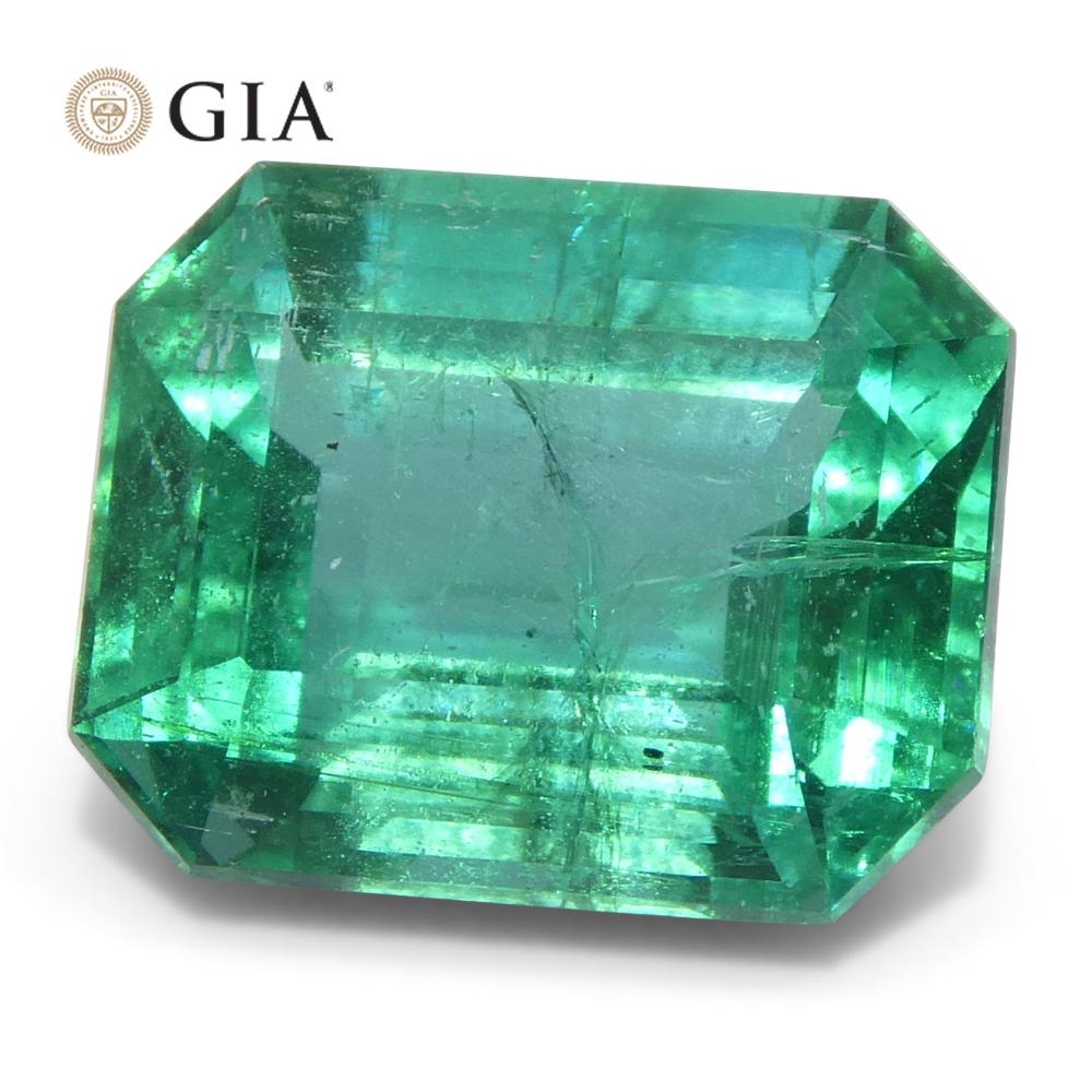 4,63ct Achteck-/Smaragdschliff Grüner Smaragd GIA zertifiziert Sambia (F2) im Angebot 3