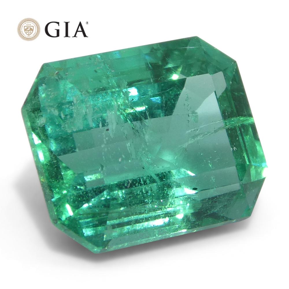 4,63ct Achteck-/Smaragdschliff Grüner Smaragd GIA zertifiziert Sambia (F2) im Angebot 4