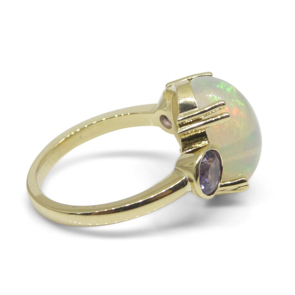 4.63ct Opal, Purple Sapphire Cocktail or Engagement Ring set in 14k Yellow Gold 4