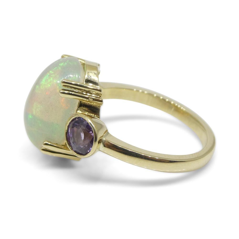 4.63ct Opal, Purple Sapphire Cocktail or Engagement Ring set in 14k Yellow Gold 6