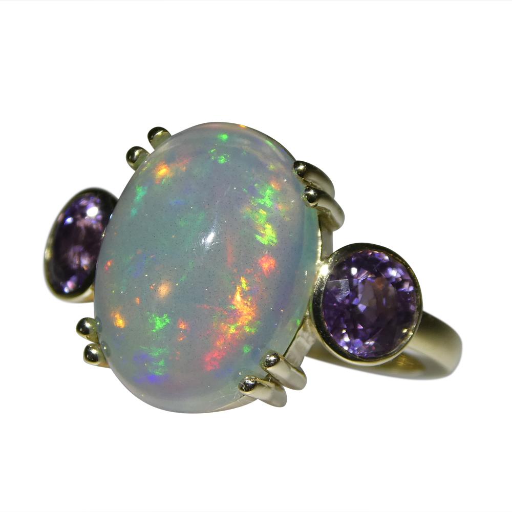 4.63ct Opal, Purple Sapphire Cocktail or Engagement Ring set in 14k Yellow Gold 1