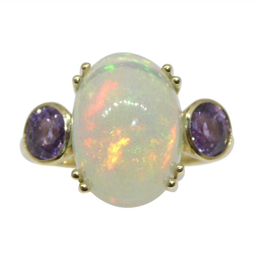 4.63ct Opal, Purple Sapphire Cocktail or Engagement Ring set in 14k Yellow Gold 2