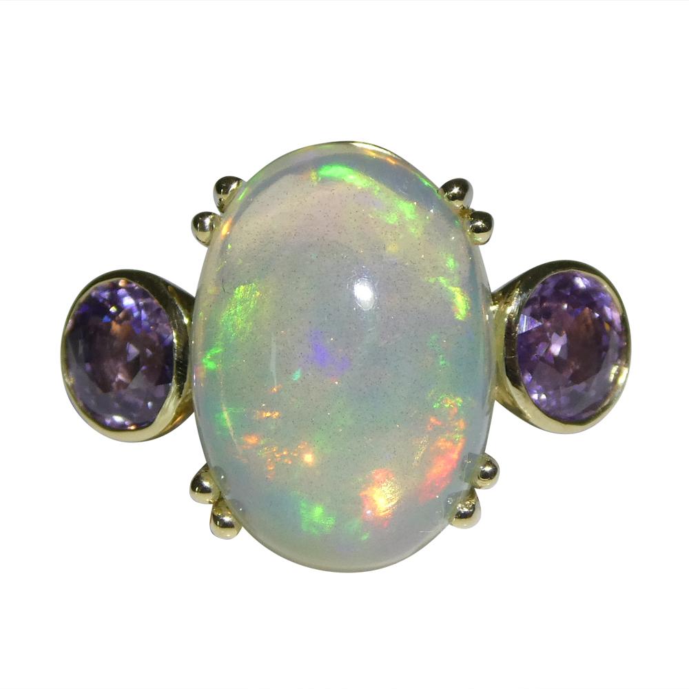 4.63ct Opal, Purple Sapphire Cocktail or Engagement Ring set in 14k Yellow Gold 3
