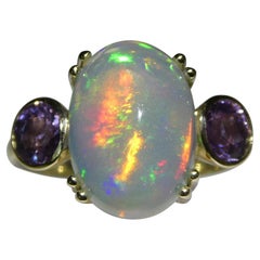 4.63ct Opal, Purple Sapphire Cocktail or Engagement Ring set in 14k Yellow Gold