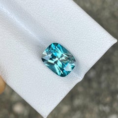 4.64 carats Blue Zircon Stone Cushion Cut Natural Cambodian Gemstone