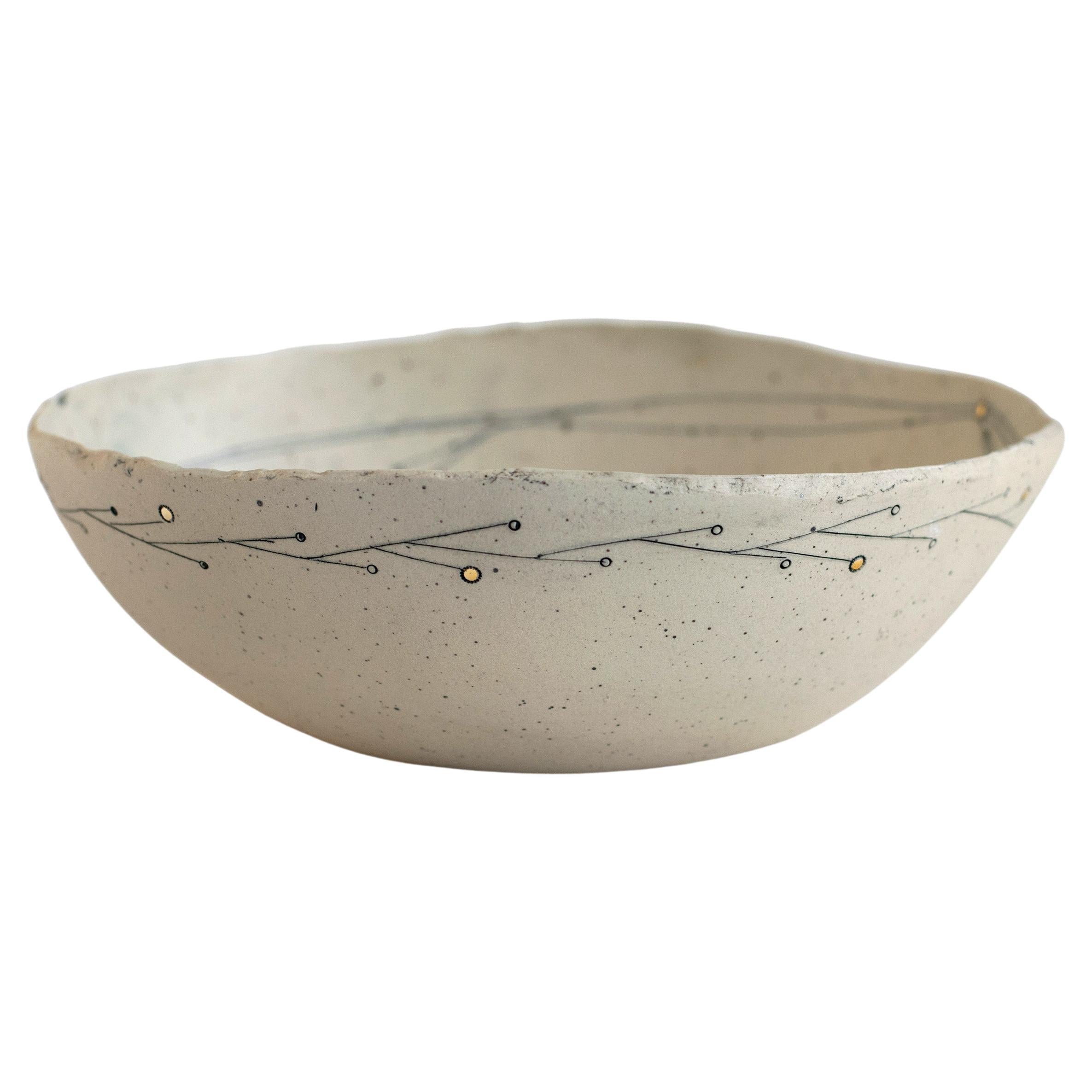 464-G Hand Crafted Golden Promise Stoneware Bowl with 22kt Gold Exterior Detail For Sale