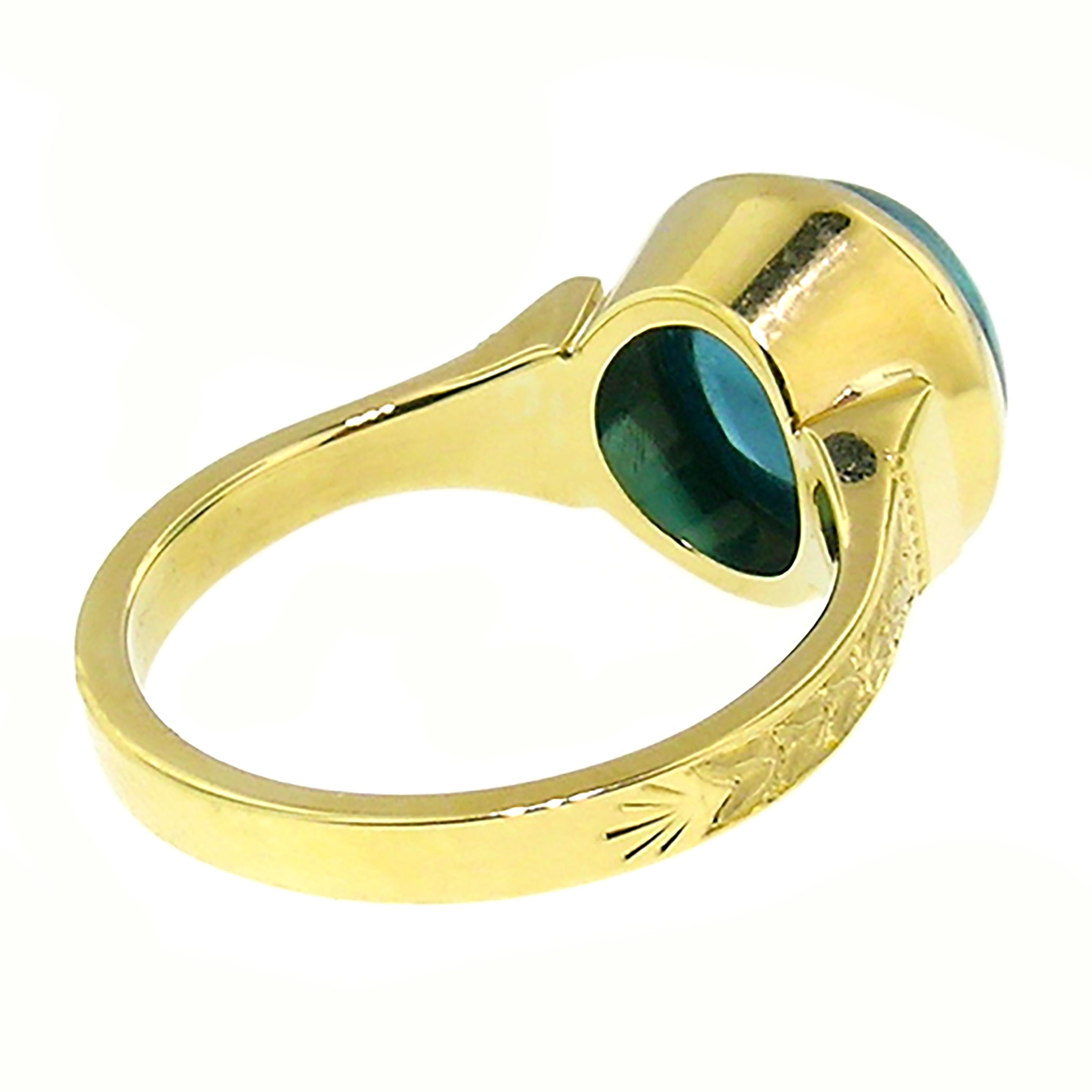 4.64ct Blue Tourmaline Indicolite 18kt Cassandra Ring by Cynthia Scott Jewelry en vente 1