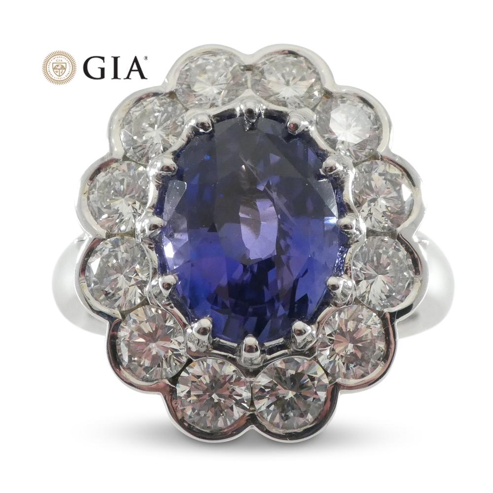Bague saphir et diamant de 4,64ct certifié par la GIA et de couleur changeante en vente 7