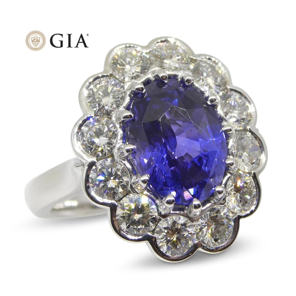 4,64 Karat GIA-zertifizierter Farbwechsel-Saphir- und Diamantring im Angebot 8