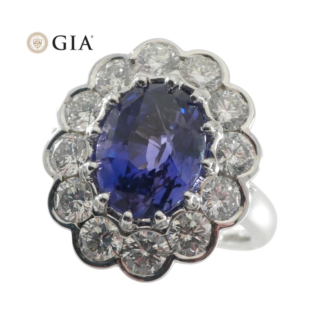 4.64ct GIA Certified Color-Change Sapphire and Diamond Ring For Sale 10