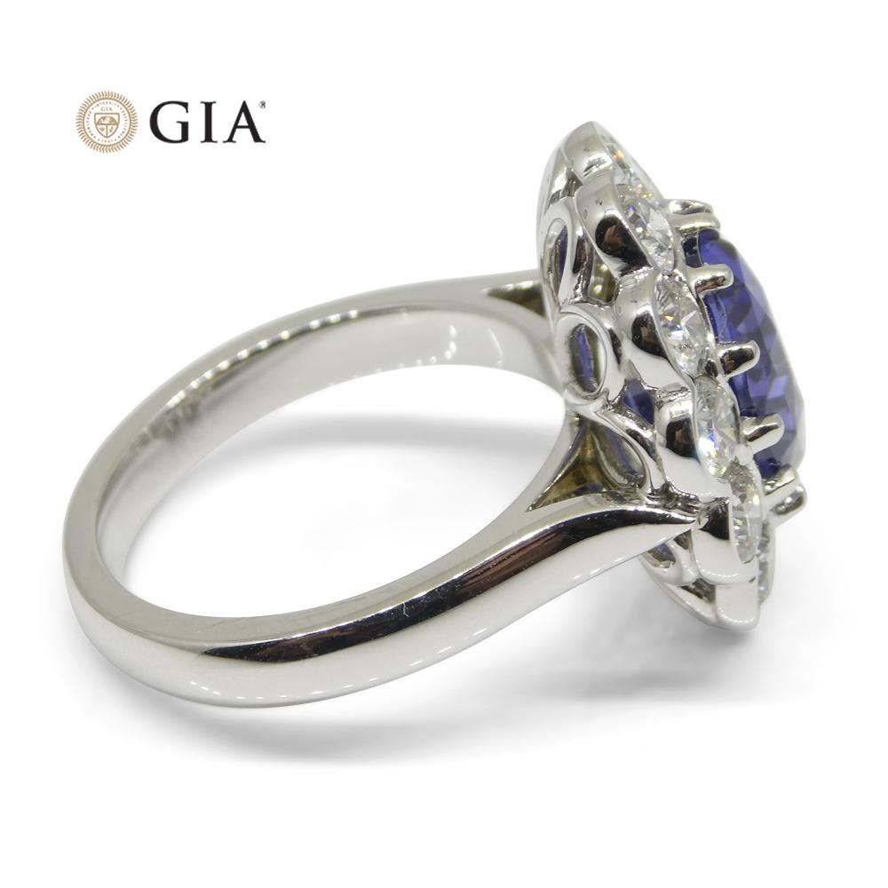 Bague saphir et diamant de 4,64ct certifié par la GIA et de couleur changeante en vente 11