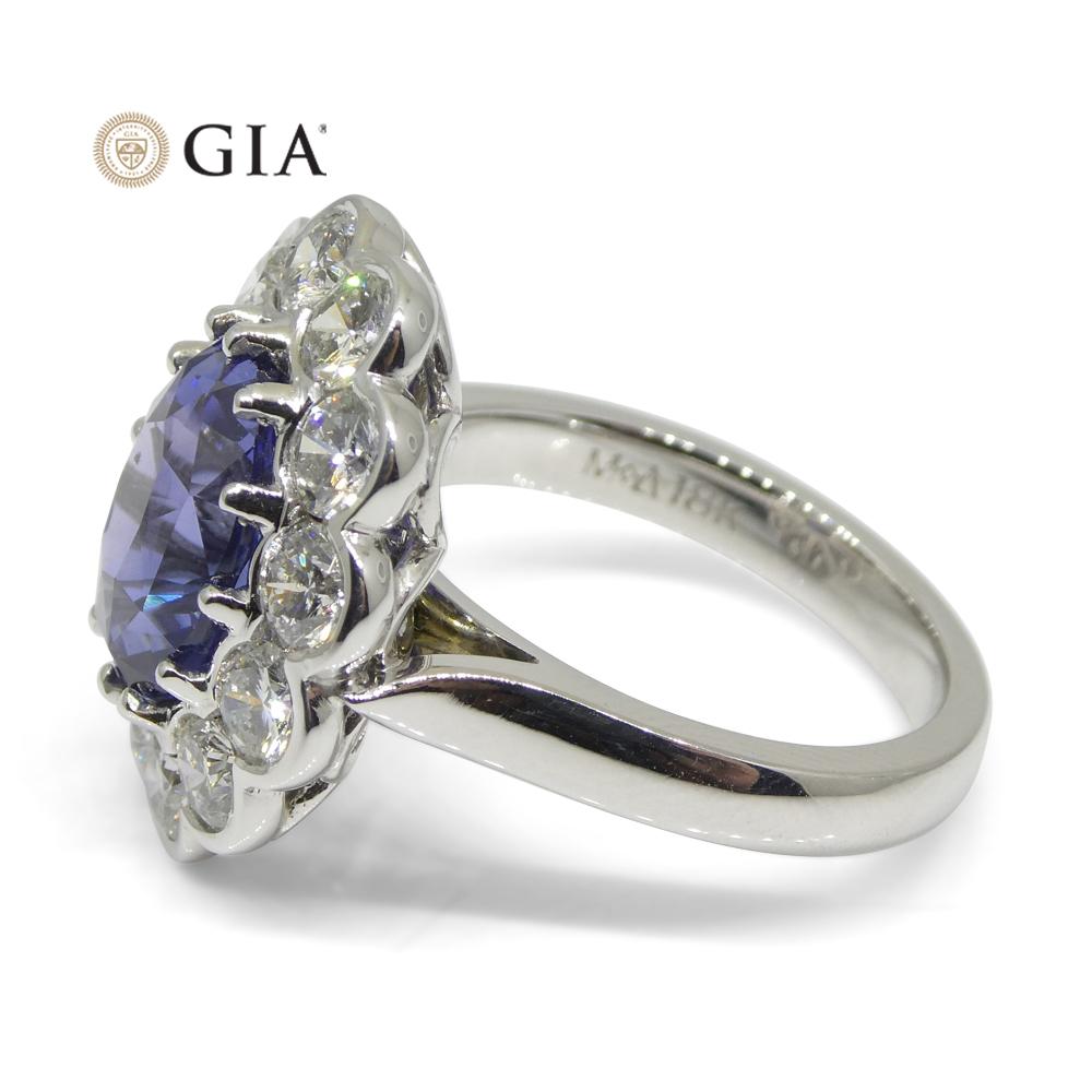 Bague saphir et diamant de 4,64ct certifié par la GIA et de couleur changeante en vente 12
