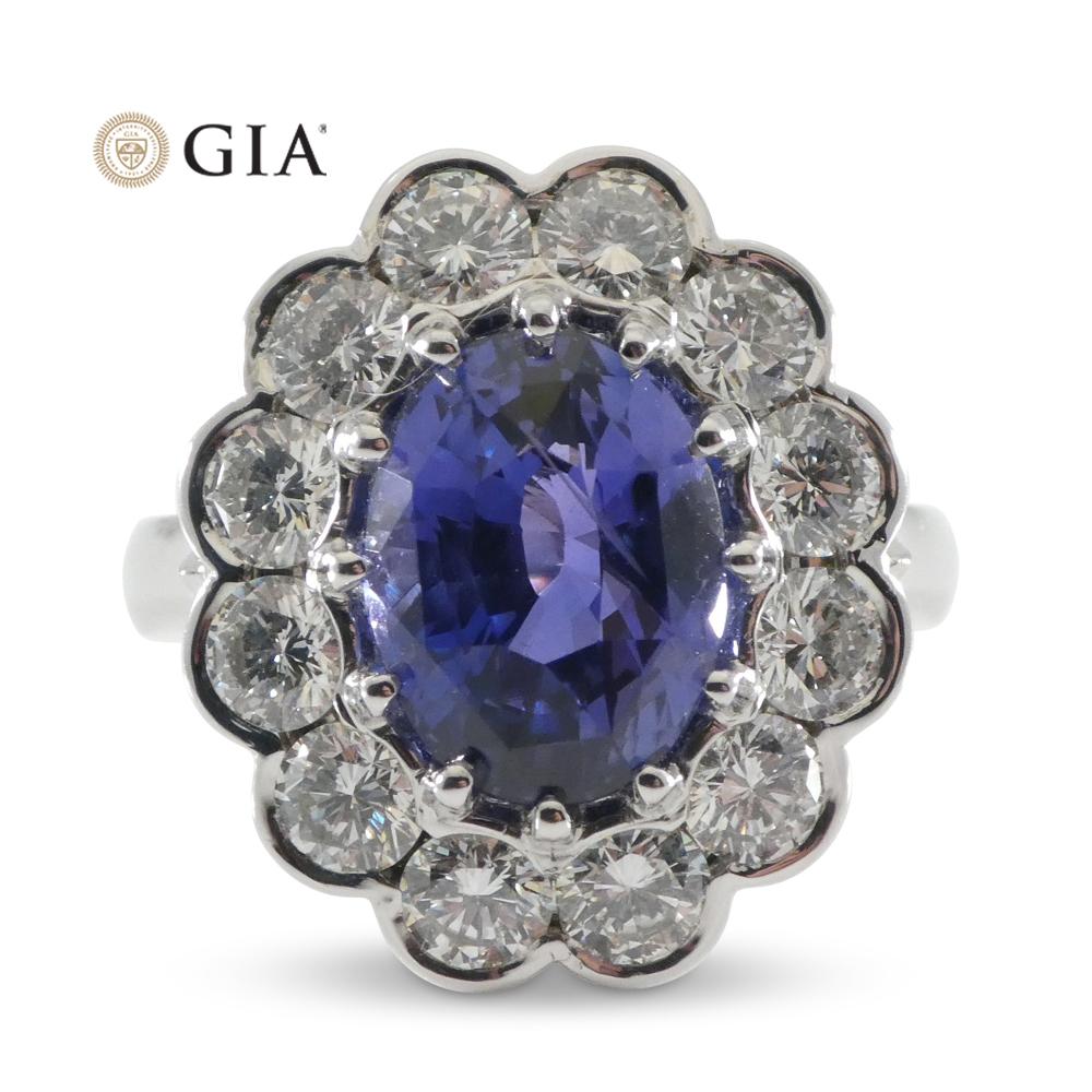 4.64ct GIA Certified Color-Change Sapphire and Diamond Ring For Sale 13