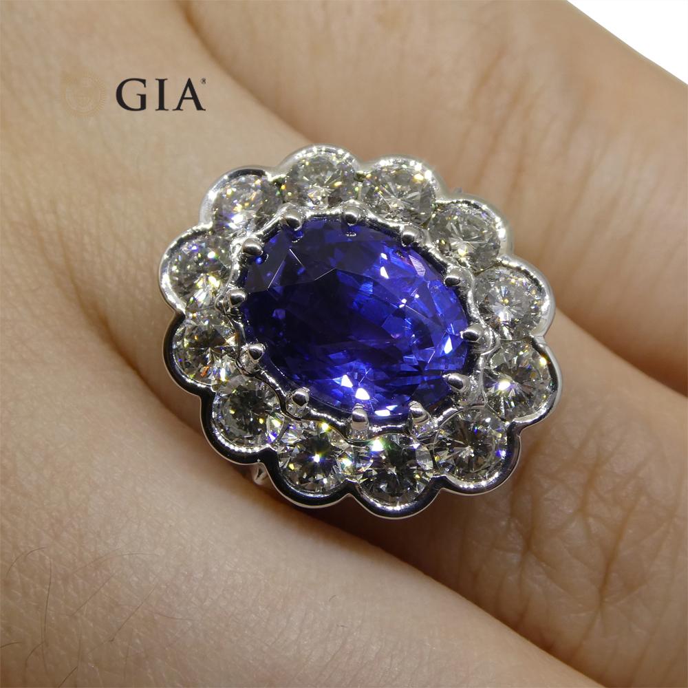 Bague saphir et diamant de 4,64ct certifié par la GIA et de couleur changeante en vente 14