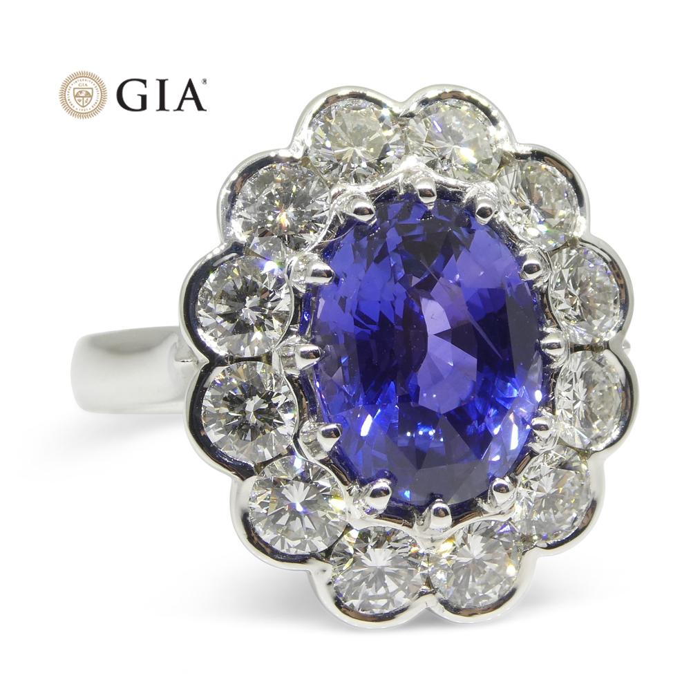 Bague saphir et diamant de 4,64ct certifié par la GIA et de couleur changeante en vente 3