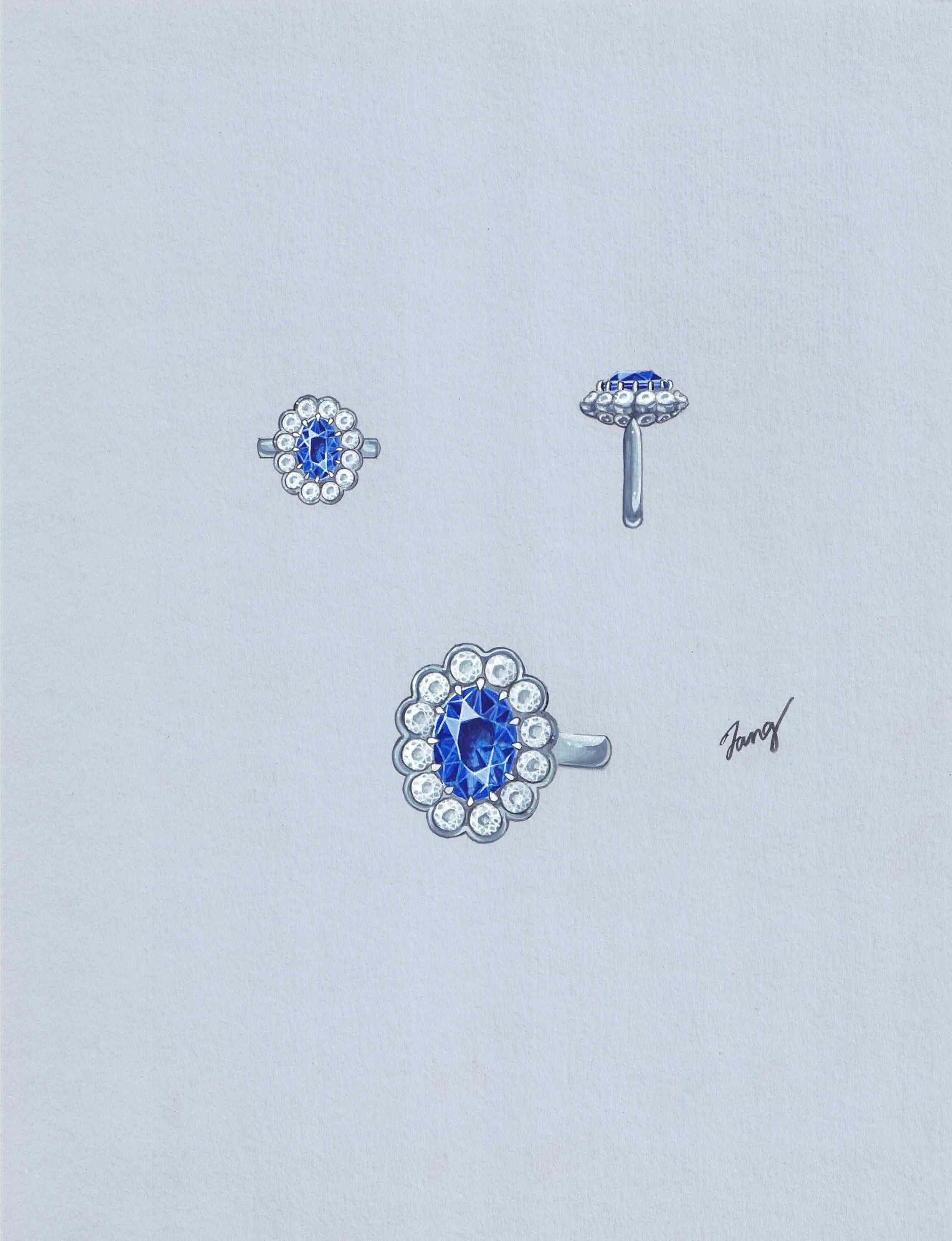 Bague saphir et diamant de 4,64ct certifié par la GIA et de couleur changeante Neuf - En vente à Toronto, Ontario