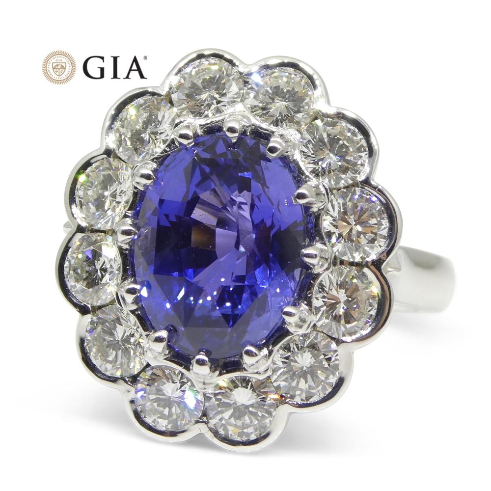 Bague saphir et diamant de 4,64ct certifié par la GIA et de couleur changeante en vente 5
