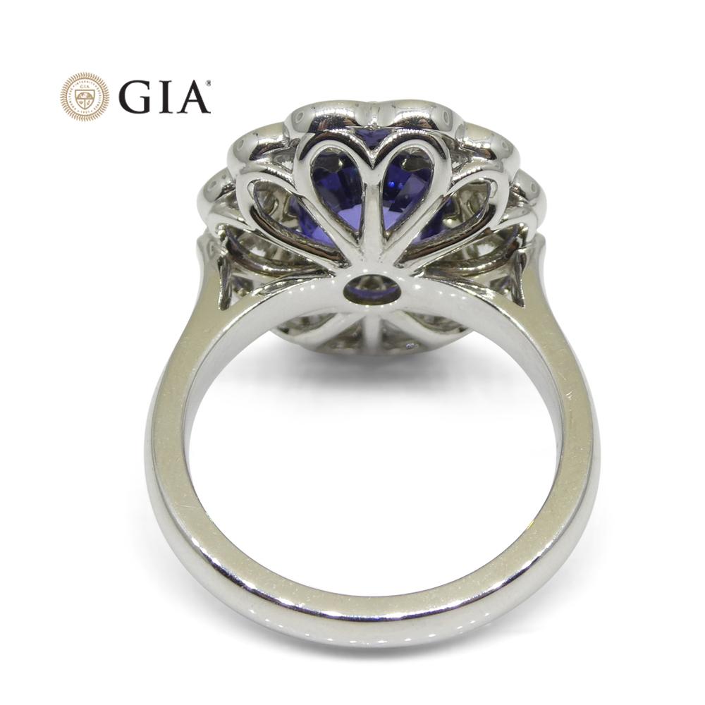 Bague saphir et diamant de 4,64ct certifié par la GIA et de couleur changeante en vente 6