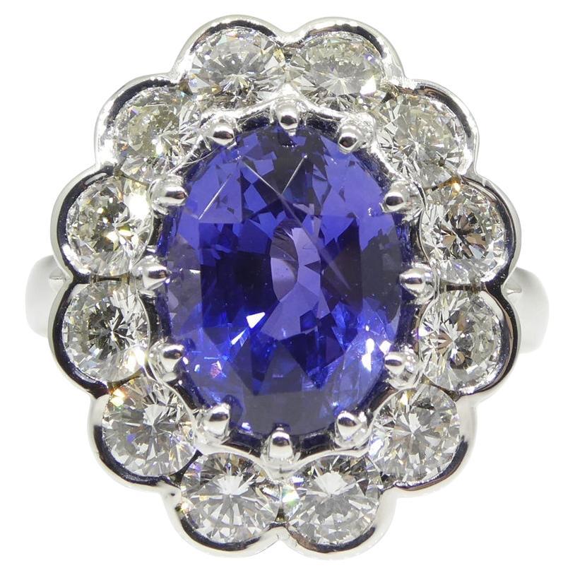 Bague saphir et diamant de 4,64ct certifié par la GIA et de couleur changeante en vente