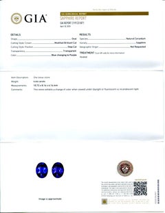 4.64ct GIA Certified Color Change Sapphire & Diamond Scallop Ring 18k White Gold
