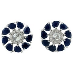 4.65 Carat Blue Sapphire Diamond 18 Karat White Gold Camilla Earrings