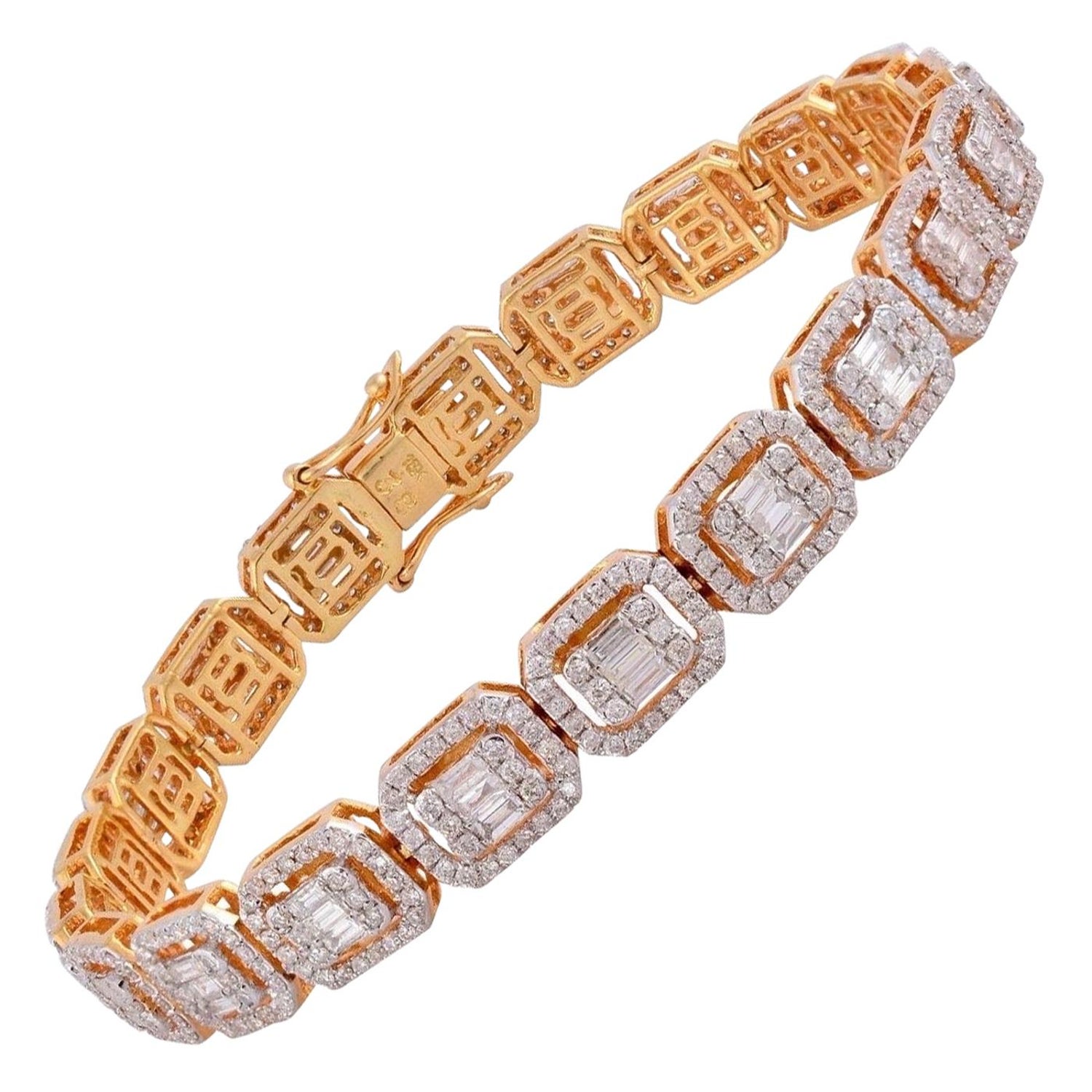 4.65 Carat Diamond 14 Karat Gold Tennis Bracelet For Sale at 1stDibs