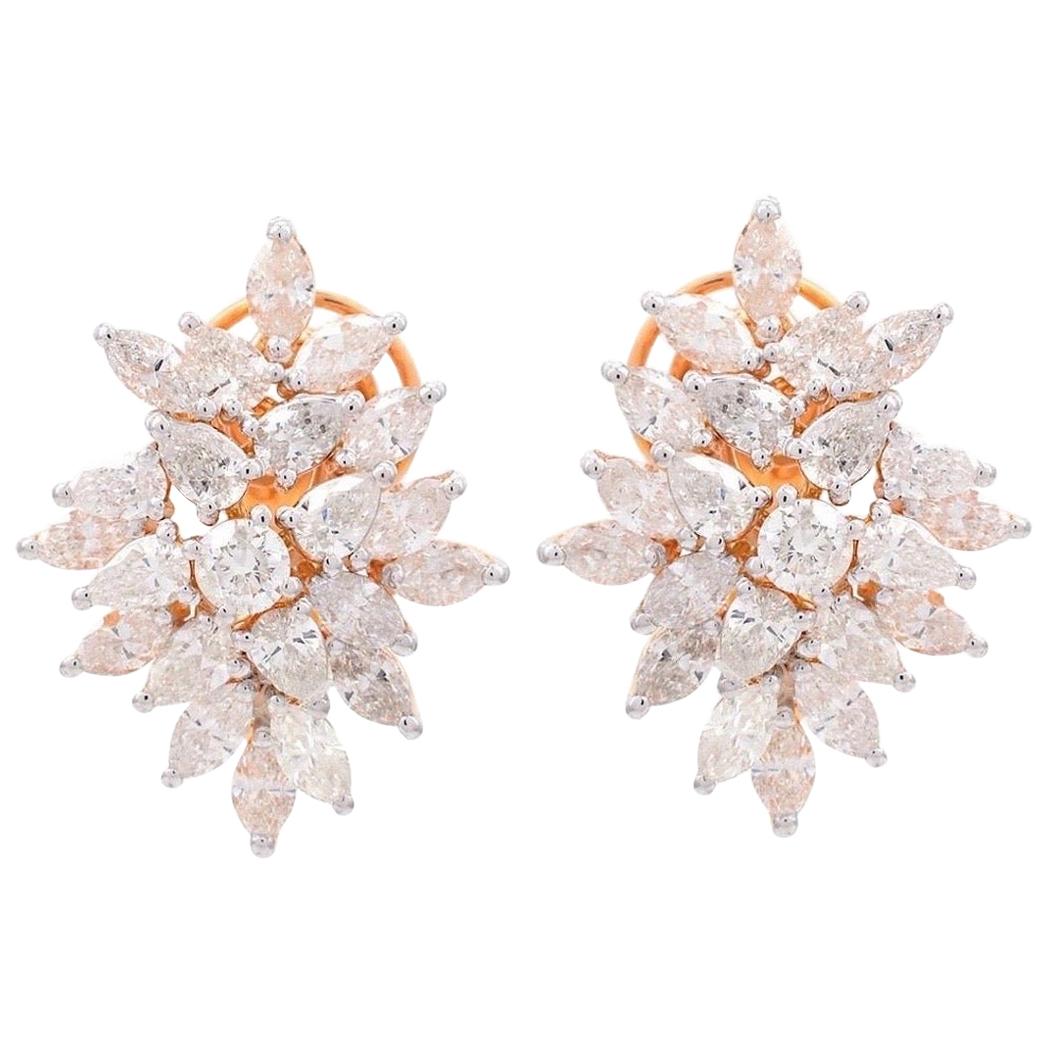 4.65 Carat Diamond 18 Karat Rose Gold Cluster Stud Earrings