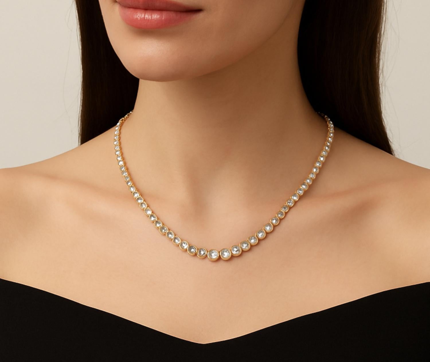 Collar Riviera Oro Amarillo 18K Diamante 4,65 Quilates Contemporáneo en venta