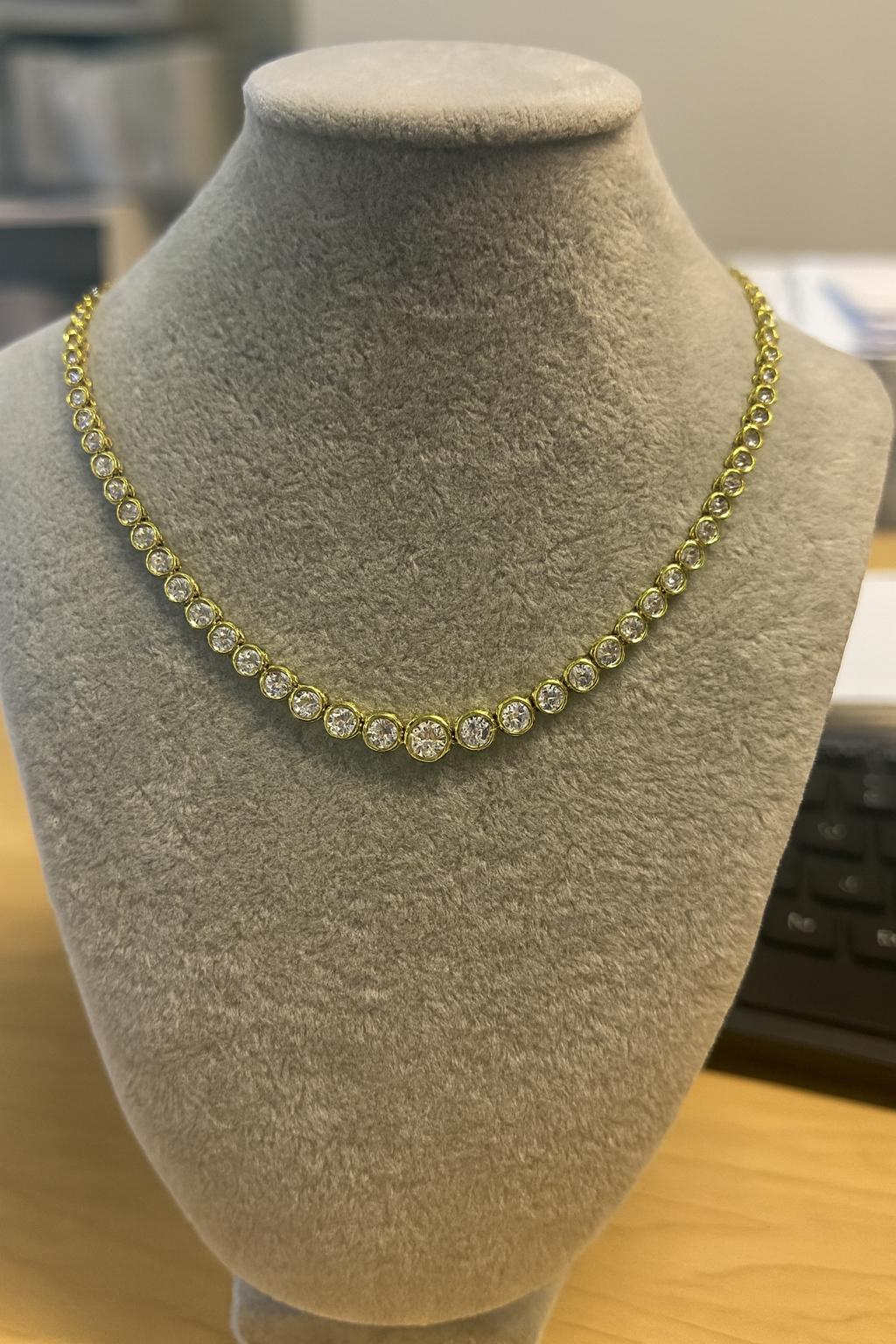Collar Riviera Oro Amarillo 18K Diamante 4,65 Quilates Corte redondo en venta
