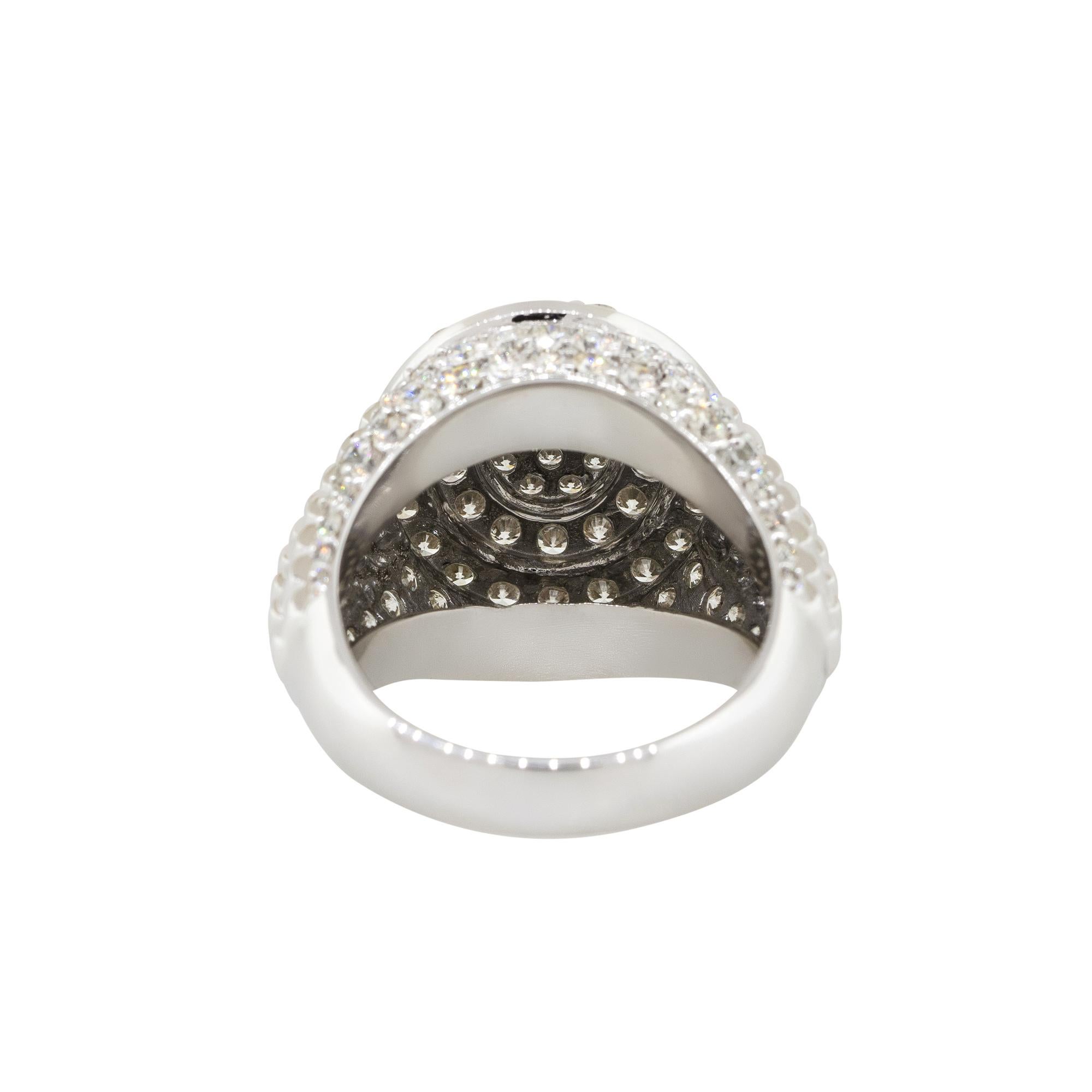 4.65 Carat Diamond Pave Round Layered Wide Mens Ring 14 Karat in Stock In New Condition For Sale In Boca Raton, FL