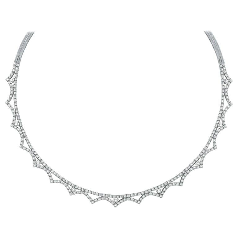 4.65 Carat Natural Diamond Necklace 14 Karat White Gold For Sale