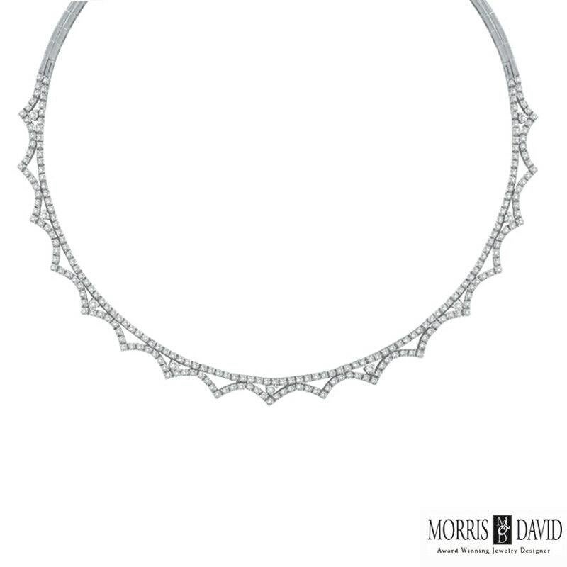 Contemporary 4.65 Carat Natural Diamond Necklace 14 Karat White Gold For Sale