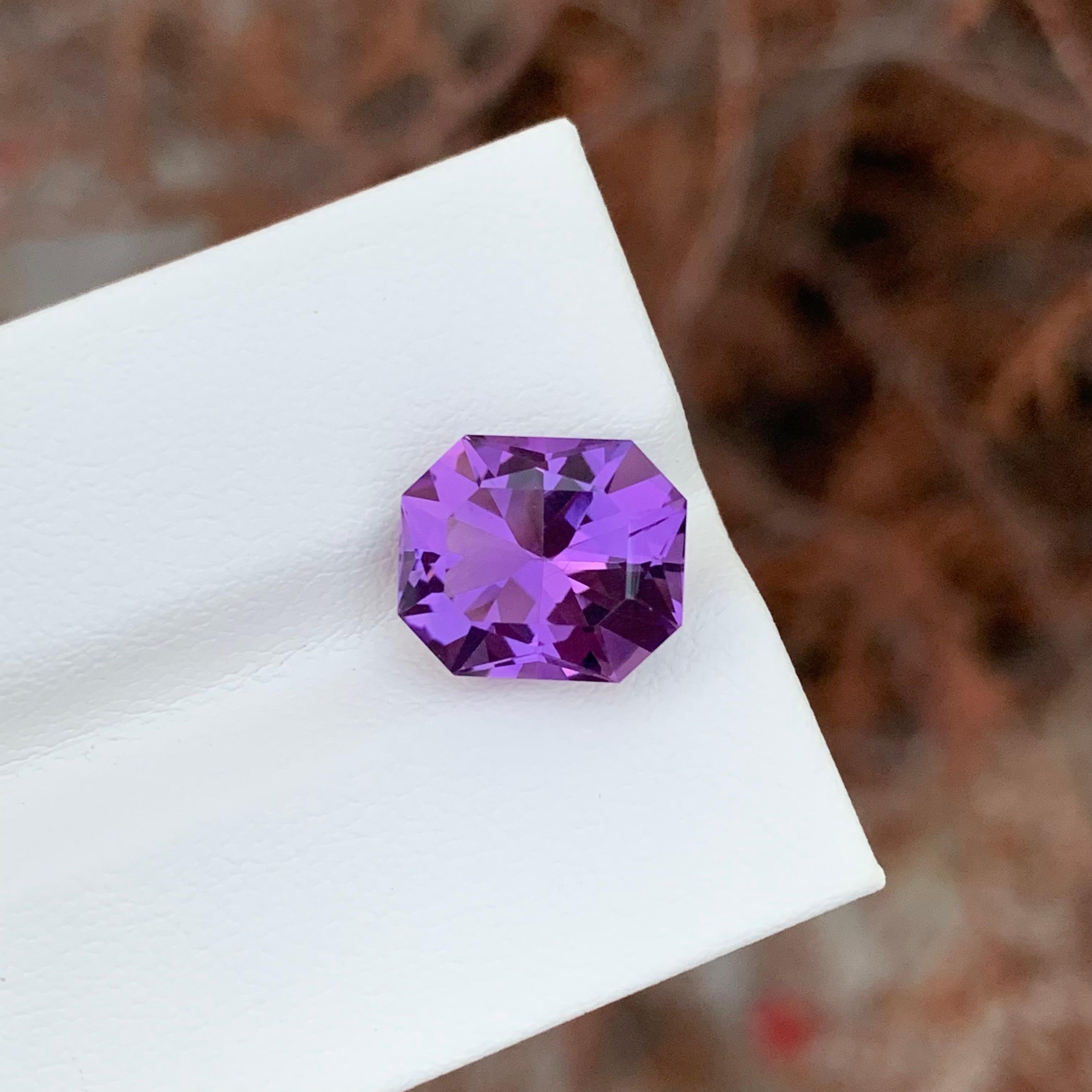4.65 quilates de amatista natural suelta en forma de esmeralda Gema Corte esmeralda en venta