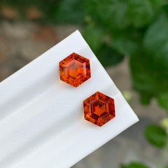4.65 Carat Natural Loose Madeira Citrine Pair Hexagon Shape Gem For Earrings