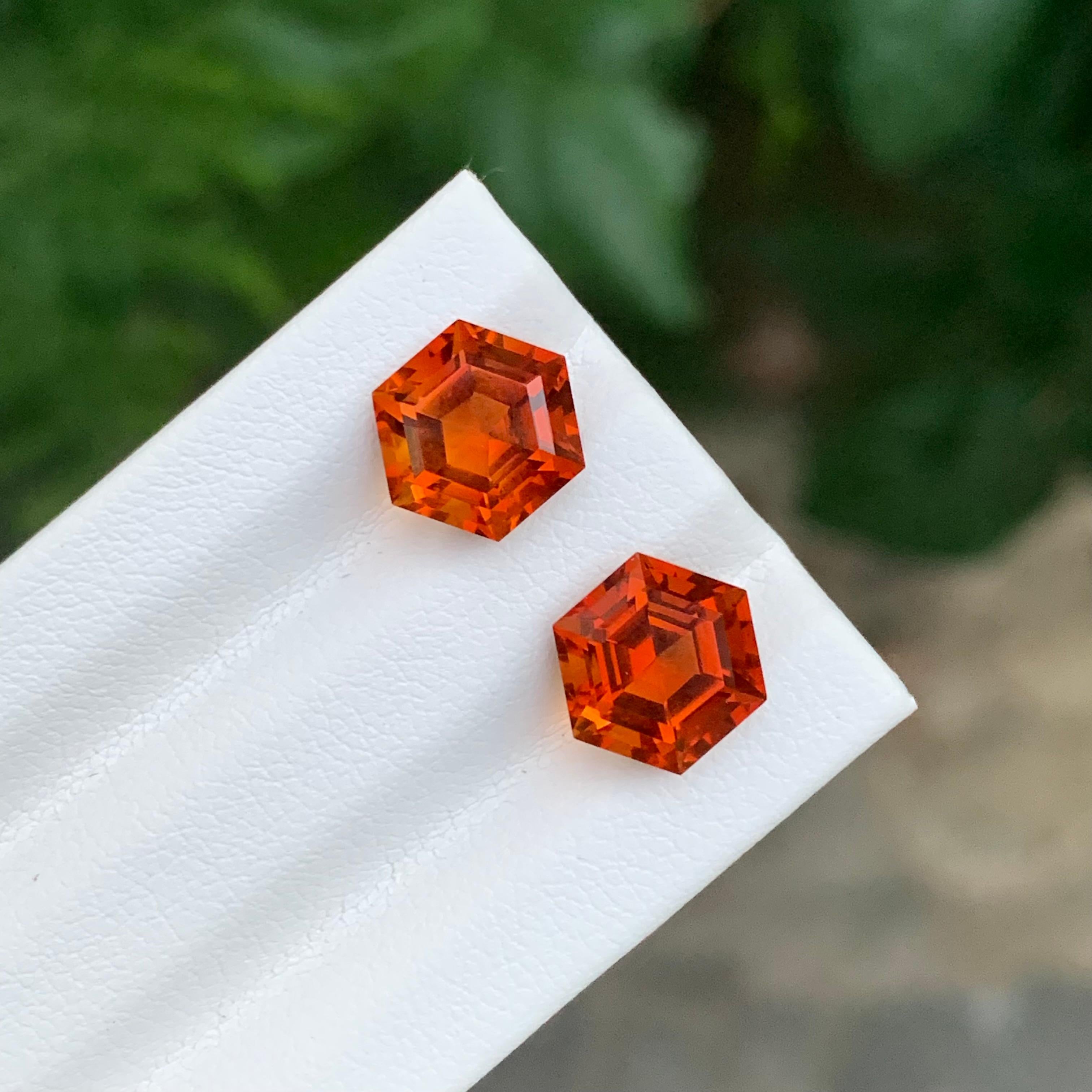 4,65 Karat natürlicher loser Madeira Citrin Paar Sechseck Form Edelstein für Ohrringe (Arts and Crafts) im Angebot